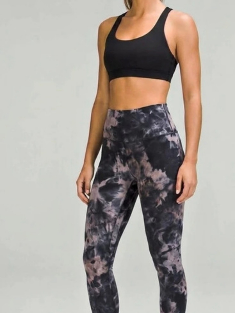 lululemon Align Pant Abstract Leggings in Black & Pink Size 6 Like New